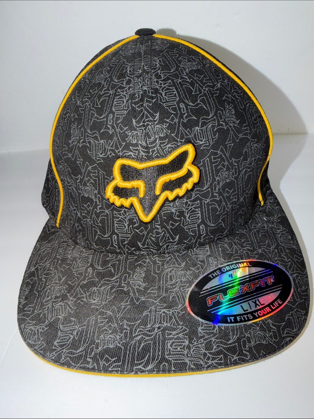 Fox Black Hat with Yellow Trim and Logo